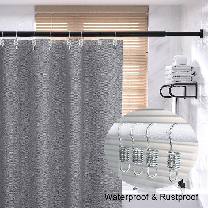 12 PCS Set of Shower Curtain Hooks, Spiral Hard Spring Shower Curtain Rings, Decorative Silver Shower Curtain Hook Rings, Rust Proof Shower Curtain Rings, Shower Curtain Hooks, Chrome Plated - ModernBath
