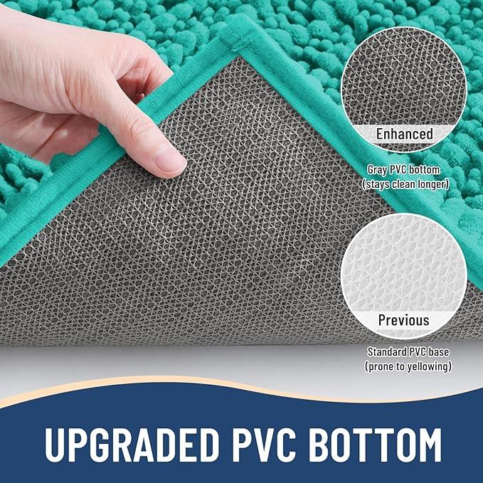 Arotive Luxury Chenille Bathroom Rug Mat, Extra Soft Thick Absorbent Shaggy Bath Rugs, Non-Slip Machine Wash Dry, Plush Bath Mats for Bathroom, Shower and Tub, 24x16, Teal - ModernBath