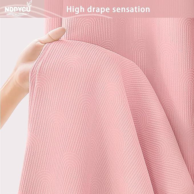 NDDYCU Light Pink Shower Curtain Boho Cotton Texture Mid Century Minimalist Arch Shower Curtain for Bathroom,72" W X 72" L - ModernBath