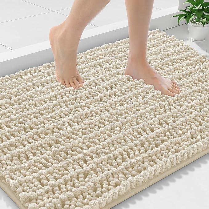 Smiry Bathroom Rugs Mat 36x24, Extra Soft Absorbent Chenille Bath Rugs, Non Slip Rubber Backing Machine Washable Quick Dry Bath Mats for Bathroom Floor, Tub, Shower, Home Decor Accessories, Sand - ModernBath