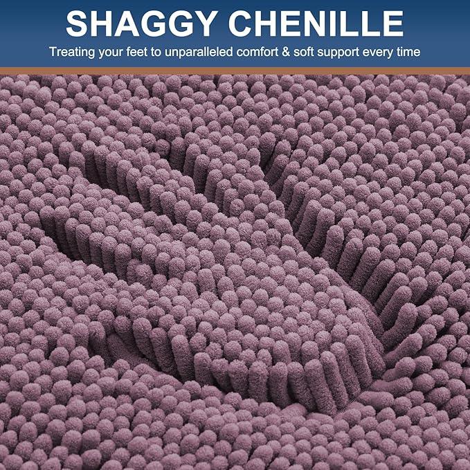 Smiry Luxury Chenille Toilet Rugs U-Shaped 24x20, Soft Absorbent Non-Slip Contour Bathroom Rugs for Toilet, Machine Washable Contoured Bath Mats, Deep Plum - ModernBath