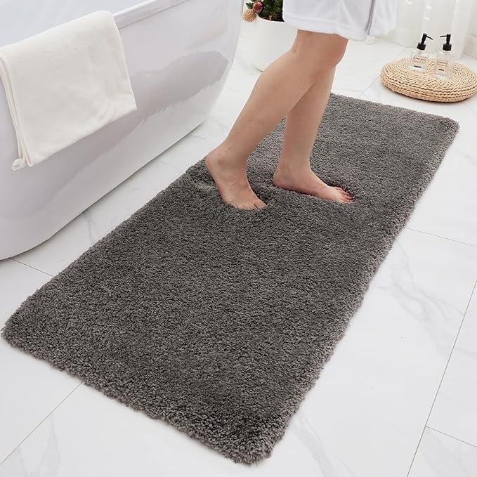 Ruggnovea Bathroom Rugs Non Slip Washable 70x24, Ultra Soft Thick Shaggy Absorbent Bath Mats, High Density Foam Latex Non Slip Backing Bath Rugs, Microfiber Bath Mats for Bathroom Floor&Sink,Dark Grey - ModernBath