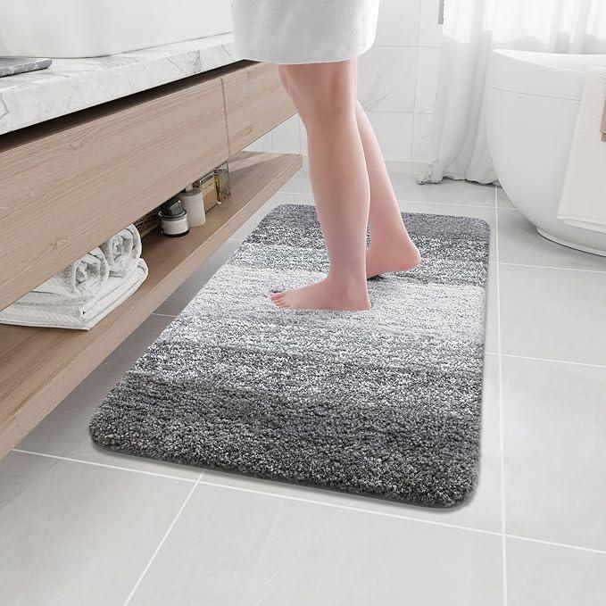 Arotive Microfiber Bathroom Rugs, Shaggy Soft and Absorbent Bath Rug, Non-Slip, Thick Plush Machine Washable Dry Bath Mats for Bathroom, Tub and Shower, 36x24, Grey, Rectangular - ModernBath