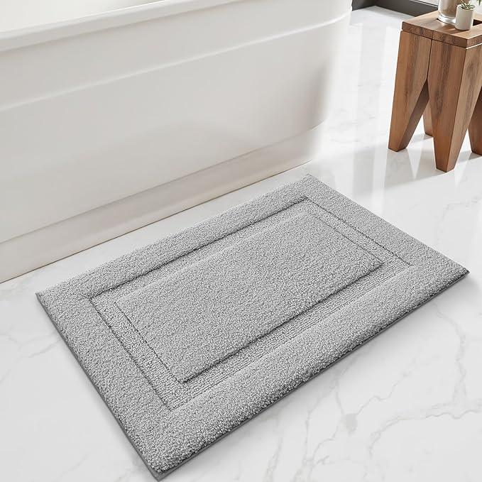 LUMI Ultra Soft Bathroom Rugs Non Slip with Rubber Backing, Absorbent Washable Bath Mat Quick Dry, Upgraded Premium Microfiber Plush Carpet for Bathtub and Shower Floor, Grey, 16x24 - ModernBath