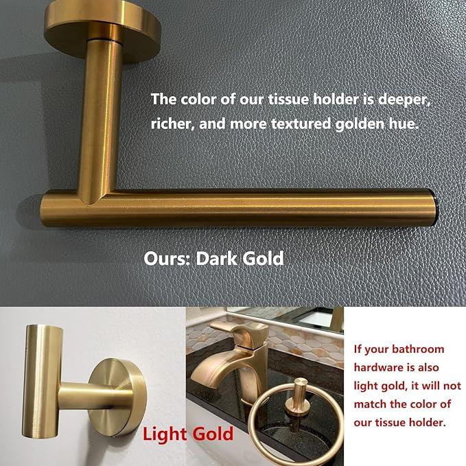 Dark Gold Toilet Paper Holder, Double Post Pivoting Bathroom Roll Tissue Holder Wall Mount Matte Finish - ModernBath