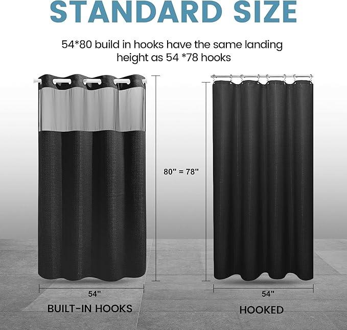 EUTXL Black Stall Shower Curtain with Liner - 230GSM Waffle Textured Heavy Duty Shower Curtains for Bathroom,54W x 80H - ModernBath