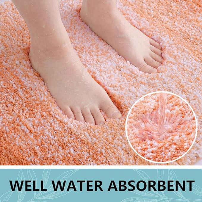 Arotive Microfiber Bathroom Rugs, Shaggy Soft and Absorbent Bath Rug, Non-Slip, Thick Plush Machine Washable Dry Bath Mats for Bathroom, Tub and Shower, 70x24, Orange, Rectangular - ModernBath