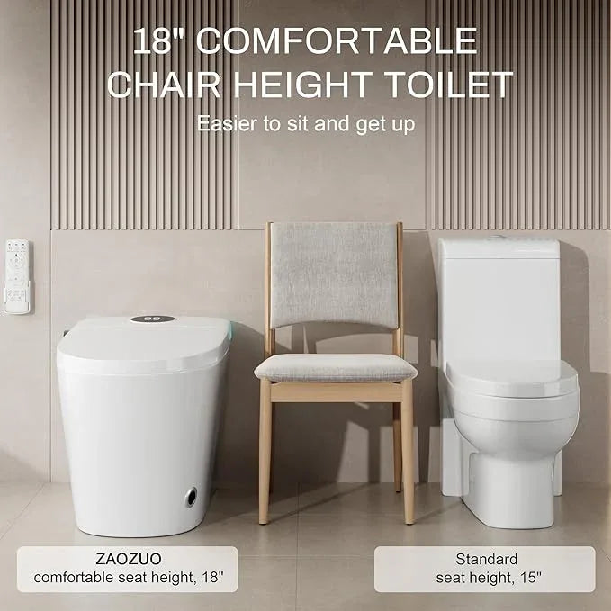 ZAOZUO Smart Toilet with Built-In Bidet, Heated Seat & Child Mode, Multiple Flushing Modes, Self-Cleaning Nozzle & Tankless One Piece Elongated Toilet - ModernBath