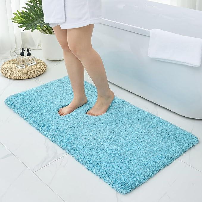 Ruggnovea Bathroom Rugs Non Slip Washable 70x24, Ultra Soft Thick Shaggy Absorbent Bath Mats, High Density Foam Latex Non Slip Backing Bath Rugs, Microfiber Bath Mats for Bathroom Floor&Sink,Teal - ModernBath
