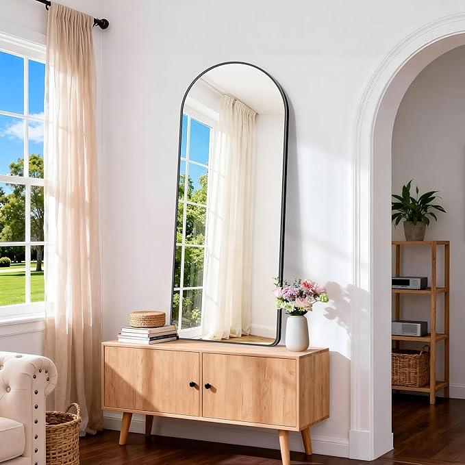 FORBATH Large Arched Wall Mirror 60x24 Inch, Black Arch Full Length Mirror with Aluminum Frame for Bedroom, Fireplace,Entryway,Living Room,Home Decor,Hanging or Leaning Against Wall - ModernBath