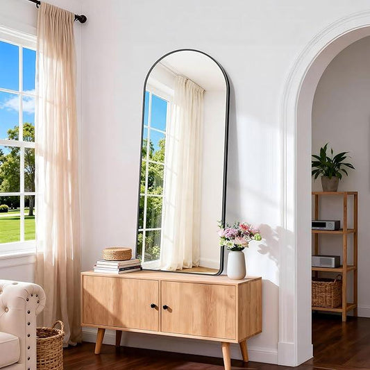 FORBATH Large Arched Wall Mirror 60x24 Inch, Black Arch Full Length Mirror with Aluminum Frame for Bedroom, Fireplace,Entryway,Living Room,Home Decor,Hanging or Leaning Against Wall - ModernBath