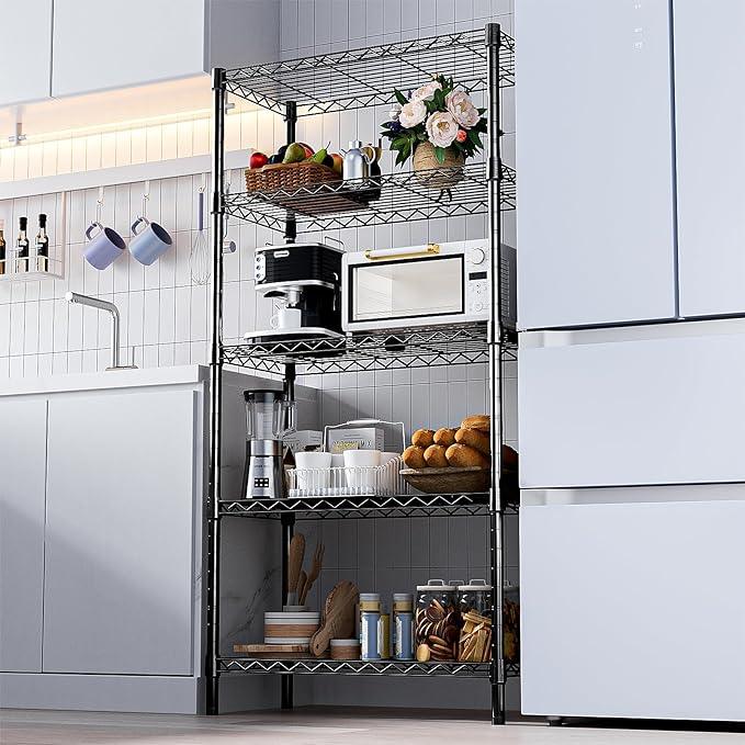 1250 lbs Storage Shelving Utility Shelving Unit 5-Tier Utility Shelving Unit Steel Organizer Wire Rack for Home,Kitchen,Office (13.7" D x 23.6" W x 62.4" H) - ModernBath