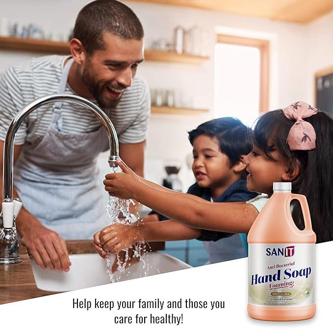 Sanit Antibacterial Foaming Hand Soap Refill - Advanced Formula with Aloe Vera and Moisturizers - All-Natural Moisturizing Hand Wash - Made in USA, Original Gold, 1 Gallon - ModernBath