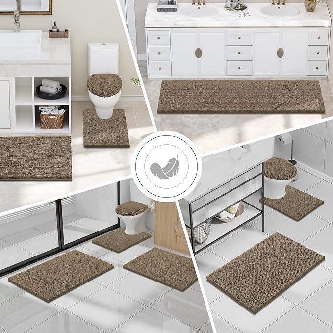 Smiry Luxury Chenille Round 24x24, Extra Soft and Absorbent Shaggy Bathroom Mat Rugs, Machine Washable, Non-Slip Plush Carpet for Tub, Shower, and Bath Room, Camel - ModernBath