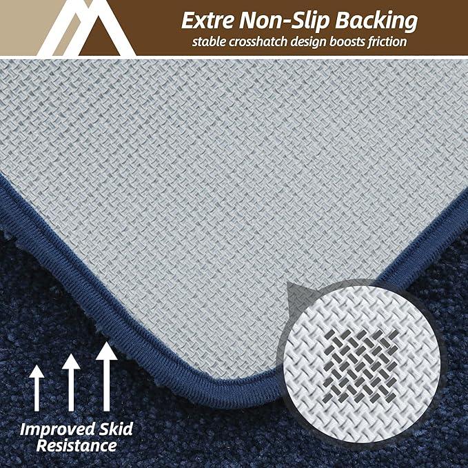 COSY HOMEER Bath Rugs for Bathroom Extra Thick- Anti-Slip Bath Mats Soft Plush Yarn Shaggy 100% Strong Mirco Polyeste Mat Living Room Bedroom Mat Floor Water Absorbent(Navy,24x36 - Inches) - ModernBath