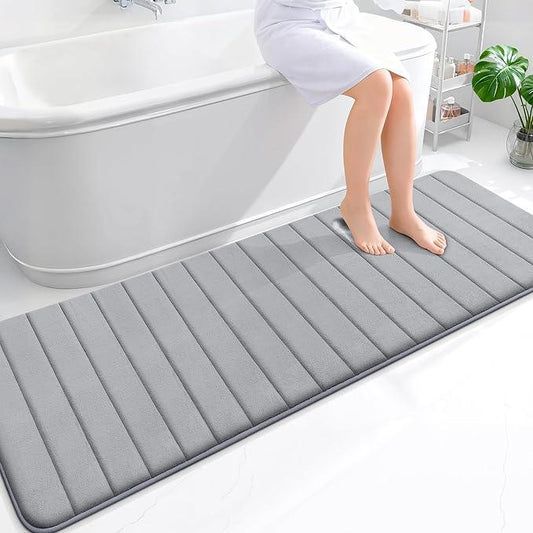 OLANLY Memory Foam Long Bathroom Rugs Runner 70x24, Super Soft Absorbent Bath Mat, Quick Dry, Machine Washable Shower Floor Rugs, Bathmat Carpet, Bathroom Home Decor Accessories, Grey - ModernBath
