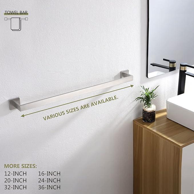 KOKOSIRI 32-Inch Single Towel Bar, Bathroom Kitchen Towel Holder, Wall Mounted SUS304 Stainless Steel Towel Rack, Brushed Nickel, B4003BR-L32 - ModernBath