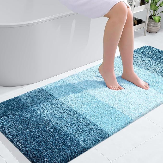 OLANLY Bathroom Runner Rugs 54x24, Extra Soft Absorbent Microfiber Bath Rugs, Rubber Backing, Quick Dry, Washable Bath Mats for Bathroom Floor, Tub and Shower, Home Decor Accessories, Peacock Blue - ModernBath