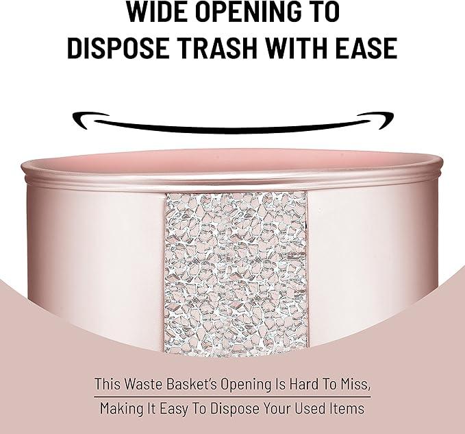 Zahari Home 2pc Sinatra Modern Bath Accessories Set Waste Basket & Tissue Box Modern Decorative Beautiful Designs Bathroom Decor Set for Home Blush Bathroom Set Mosaic Glass - ModernBath