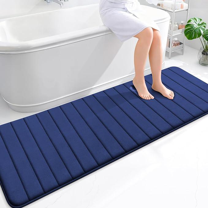OLANLY Memory Foam Long Bathroom Rugs Runner 70x24, Super Soft Absorbent Bath Mat, Quick Dry, Machine Washable Shower Rugs, Bathmat Carpet, Bathroom Home Decor Accessories, Twilight Sapphire - ModernBath
