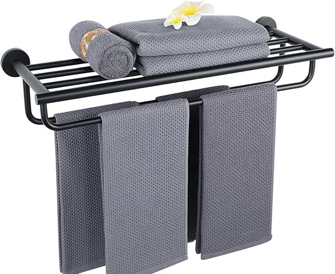 Alise Towel Rack,Towel Holder Towel Shelf with Double Towel Bars for Bathroom Lavatory,24-Inch SUS 304 Stainless Steel Wall Mount Towel Hanger Storage,Matte Black GYT7060-B - ModernBath