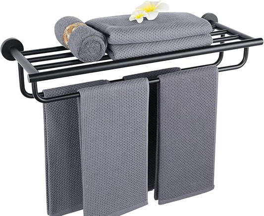 Alise Towel Rack,Towel Holder Towel Shelf with Double Towel Bars for Bathroom Lavatory,24-Inch SUS 304 Stainless Steel Wall Mount Towel Hanger Storage,Matte Black GYT7060-B - ModernBath