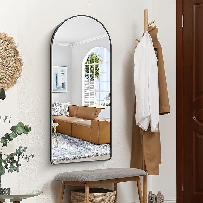 FORBATH Large Arched Wall Mirror 48x20 Inch, Black Arch Bathroom Mirror with Aluminum Frame, Arched Mirror for Dresser, Fireplace,Entryway,Home Decor,Hanging or Leaning Against Wall - ModernBath