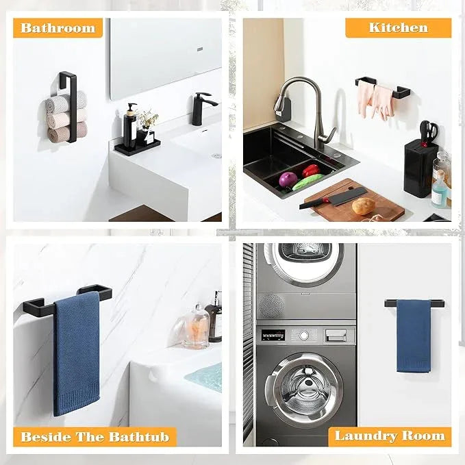 Alise 12'' Towel Bar for Bathroom,Black Towel Holder Towel Rack for Bathroom Wall Mount,SUS304 Stainless Steel Towel Rail Towel Hanger for Walls - ModernBath