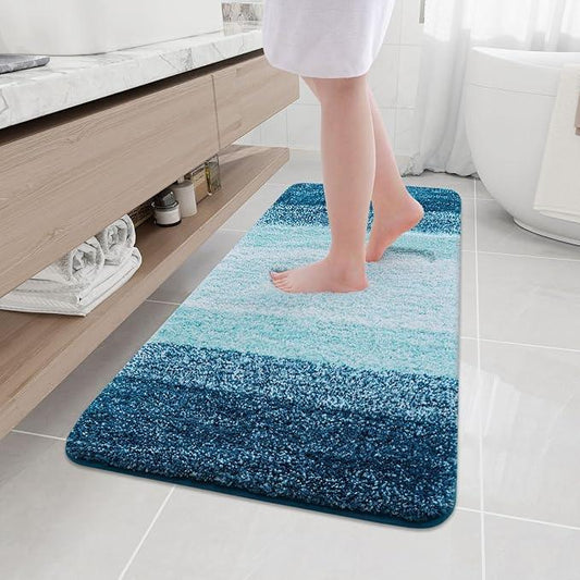 Arotive Microfiber Bathroom Rugs, Shaggy Soft and Absorbent Bath Rug, Non-Slip, Thick Plush Machine Washable Dry Bath Mats for Bathroom, Tub and Shower, 47x20, Peacock Blue, Rectangular - ModernBath