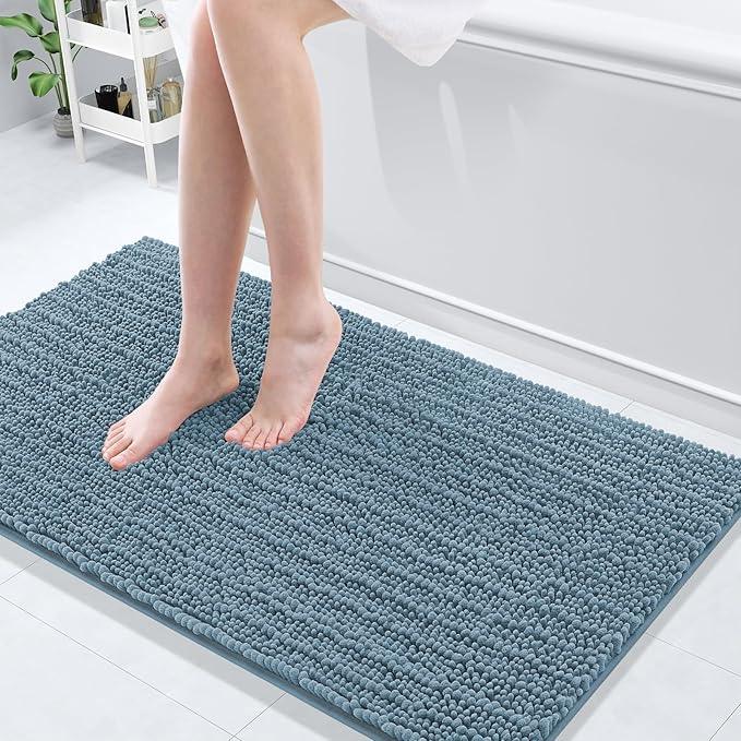 Arotive Luxury Chenille Bathroom Rug Mat, Extra Soft Thick Absorbent Shaggy Bath Rugs, Non-Slip Machine Wash Dry, Plush Bath Mats for Bathroom, Shower and Tub, 47x24, Smoky Gray - ModernBath