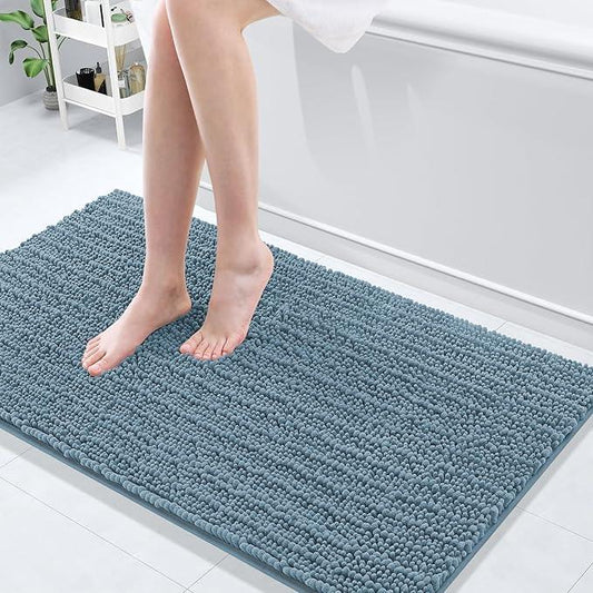 Arotive Luxury Chenille Bathroom Rug Mat, Extra Soft Thick Absorbent Shaggy Bath Rugs, Non-Slip Machine Wash Dry, Plush Bath Mats for Bathroom, Shower and Tub, 47x24, Smoky Gray - ModernBath