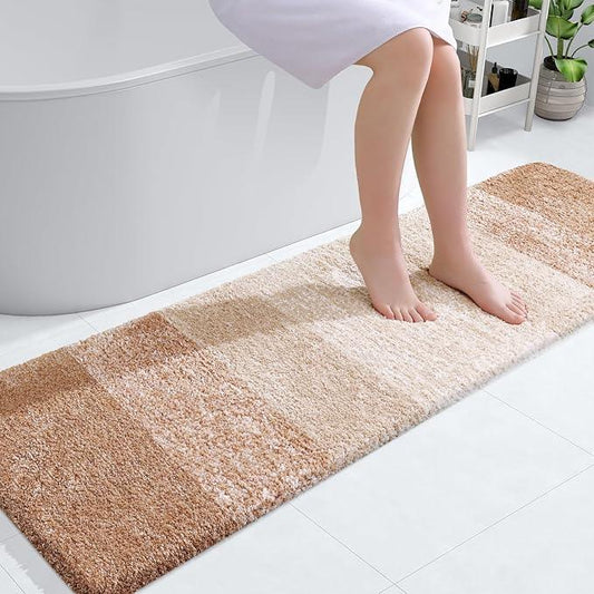 OLANLY Bathroom Runner Rugs 59x17, Extra Soft Absorbent Microfiber Bath Rugs, Rubber Backing, Quick Dry, Machine Washable Bath Mats for Bathroom Floor, Tub and Shower, Home Decor Accessories, Beige - ModernBath