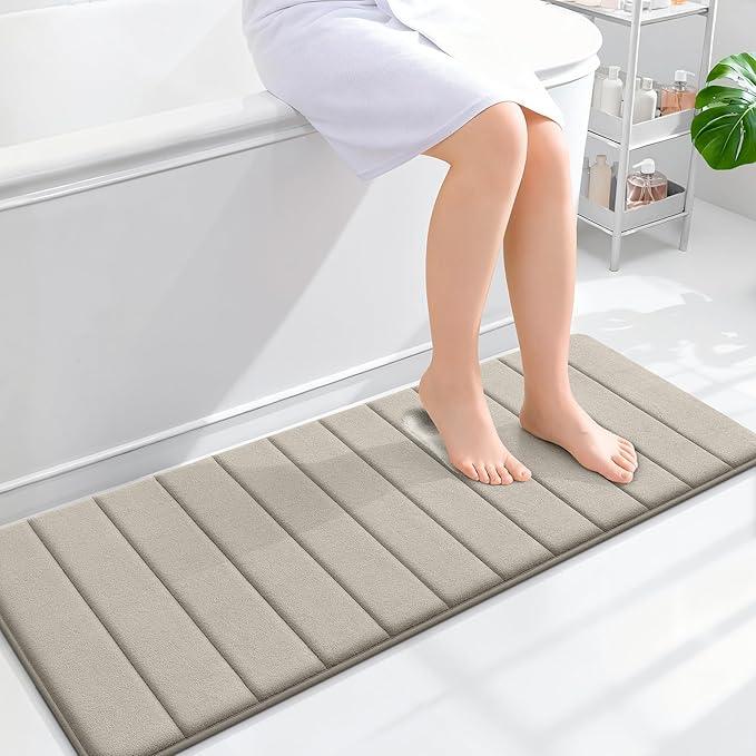 OLANLY Memory Foam Long Bathroom Rugs Runner 47x17, Super Soft Absorbent Bath Mat, Quick Dry, Machine Washable Shower Floor Rugs, Bathmat Carpet, Bathroom Home Decor Accessories, Warm Taupe - ModernBath
