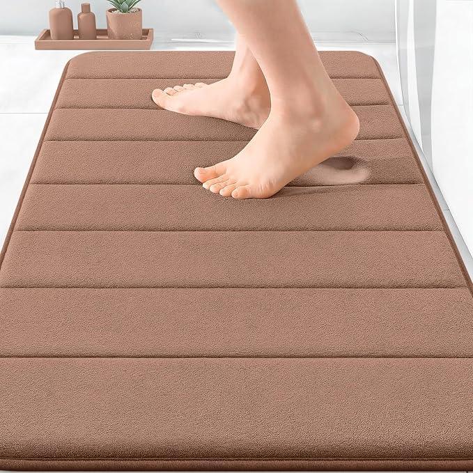 OLANLY Memory Foam Bath Mat 30x20, Super Soft Absorbent Bathroom Rugs, Quick Dry, Machine Washable Shower Floor Rugs, Bathmat Carpet, Bathroom Home Decor Accessories, Mocha - ModernBath