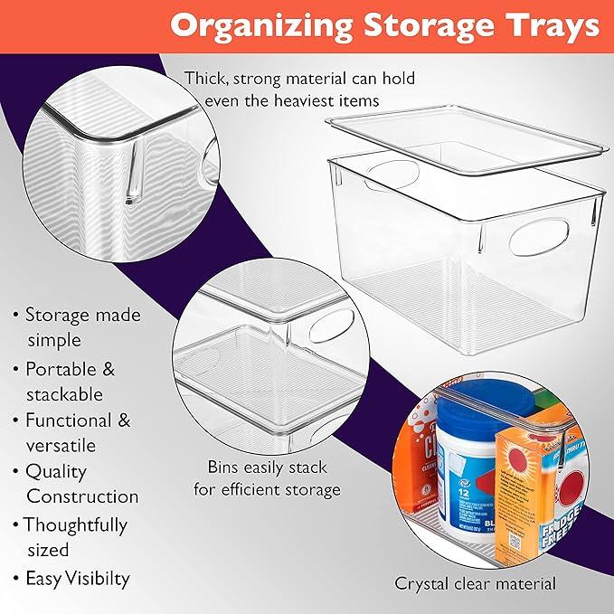 ClearSpace Plastic Storage Bins With lids, 4 Pack – Perfect Pantry Organization and Storage – Fridge Organizer, Pantry Storage Containers and Storage Bins, Cabinet Organizers - ModernBath