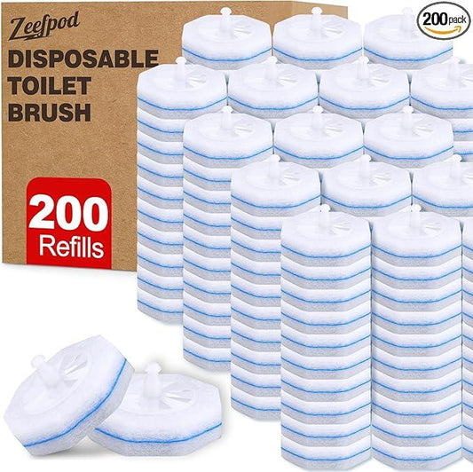 Zeefpod 200 Count Disposable Toilet Brush,Toilet Cleaner Wand Refills Compatible with Most Toilet Brushes- No Falling Apart, Fresh Fragrance，4X Cleaning Power，Bathroom Cleaning. - ModernBath