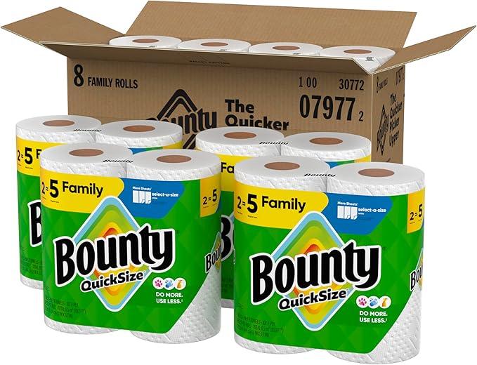 Bounty Quick Size Paper Towels, White, 8 Family Rolls - ModernBath