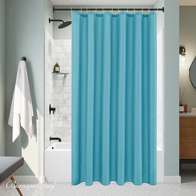 Biscaynebay Quality Fabric Shower Curtain Liners 72 Inch by 72 Inch, Blue Water Resistant Bathroom Curtains Rust Resistant Grommets & Weighted Bottom Hem Machine Washable - ModernBath