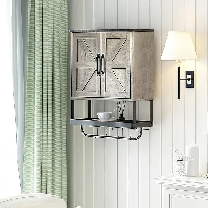 Over The Toilet Storage Cabinet, Bathroom Above Toilet Cabinet Organizer with Doors and Adjustable Shelves, Bathroom Shelf Organizer with Anti-Tip Device & Drain Rack, White (Brown) - ModernBath