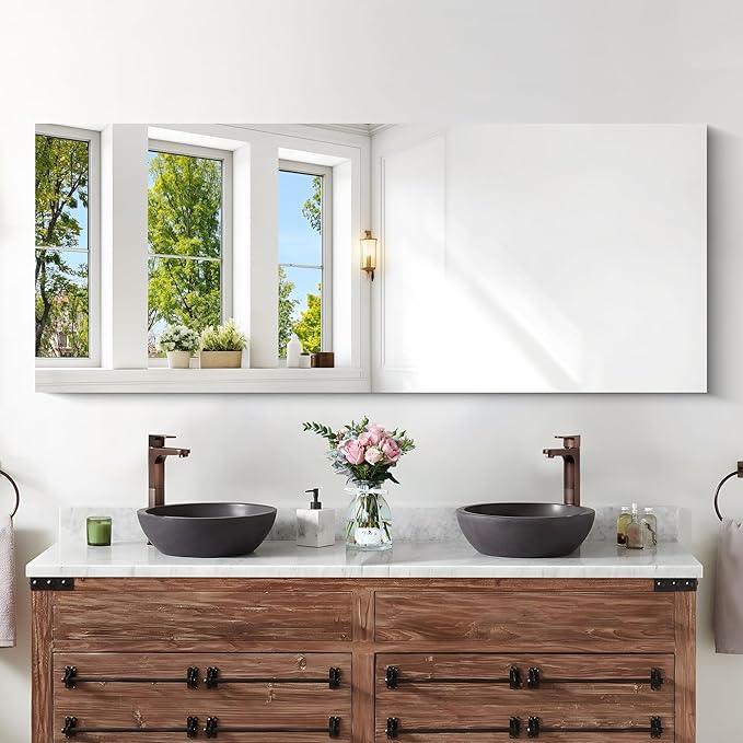 KOCUUY Frameless Mirror, 60"x24" Large Bathroom Mirror for Over Sink, Unframed Mirrors for Wall Upgraded Shatterproof Design, Modern Decorative for Bedroom, Living Room, Entryway - ModernBath