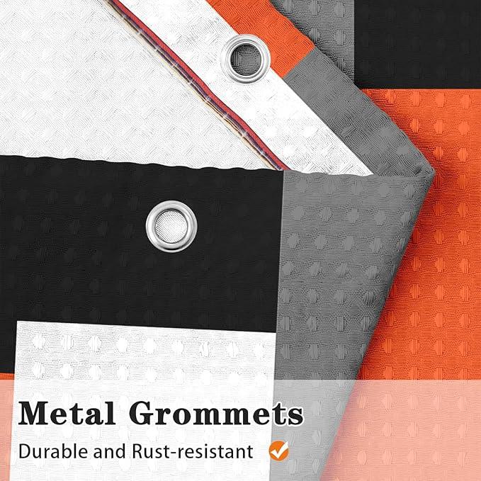 Culudea Geometric Orange White Shower Curtain Set, Black and Gray Modern Bathroom Window Waterproof Shower Curtain Set for Bathroom Decor - ModernBath