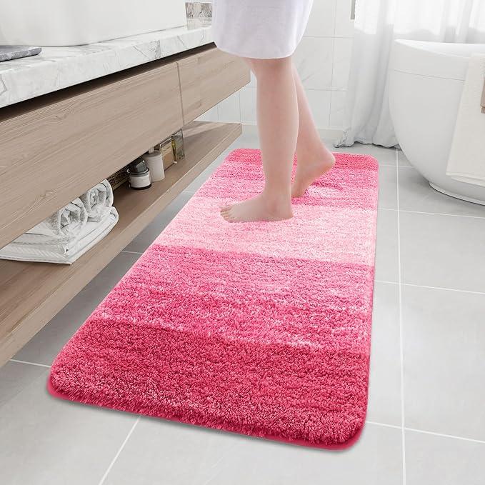 Arotive Microfiber Bathroom Rugs, Shaggy Soft and Absorbent Bath Rug, Non-Slip, Thick Plush Machine Washable Dry Bath Mats for Bathroom, Tub and Shower, 59x20, Pink, Rectangular - ModernBath