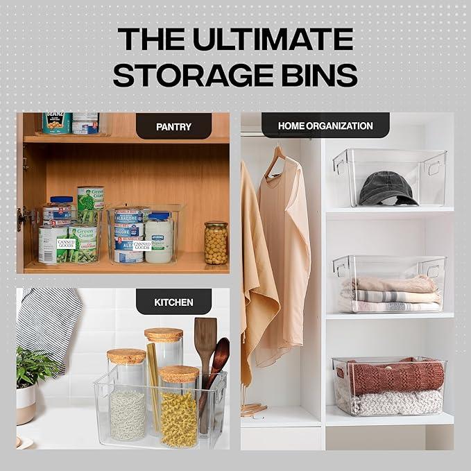 ClearSpace Clear Plastic Storage Bins – Pantry Organizers & Storage Containers, Cabinet Organizer - Home Organization Must Haves for Kitchen, Laundry Room, Office, Closet, Garage & Freezer - ModernBath