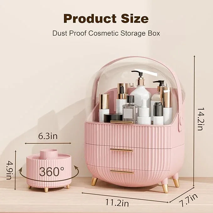 lurcns Makeup Organizers and Storage Make up Organizer for Vanity Cosmetics Skincare With Lid and Drawers Display Cases for Countertop Bathroom Women Teenager Girl Gifts(Pink+Brush Holder) - ModernBath
