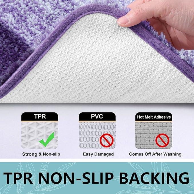 Arotive Microfiber Bathroom Rugs, Shaggy Soft and Absorbent Bath Rug, Non-Slip, Thick Plush Machine Washable Dry Bath Mats for Bathroom, Tub and Shower, 59x24, Dark Purple, Rectangular - ModernBath