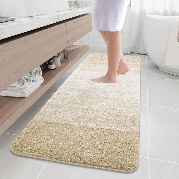Arotive Microfiber Bathroom Rugs, Shaggy Soft and Absorbent Bath Rug, Non-Slip, Thick Plush Machine Washable Dry Bath Mats for Bathroom, Tub and Shower, 70x24, Light Beige, Rectangular - ModernBath