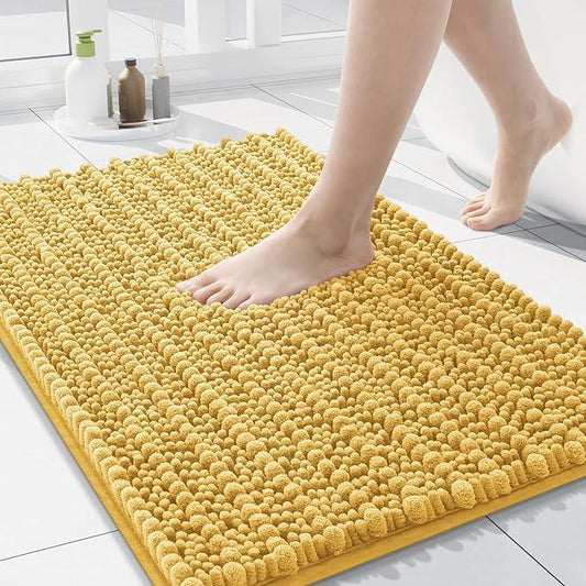 Arotive Luxury Chenille Bathroom Rug Mat, Extra Soft Thick Absorbent Shaggy Bath Rugs, Non-Slip Machine Wash Dry, Plush Bath Mats for Bathroom, Shower and Tub, 24x16, Yellow - ModernBath