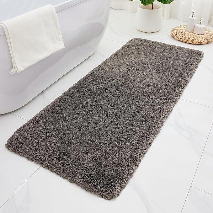 ILANGO Dark Gray Bathroom Rugs 60" × 24" Non Slip & Super Absorbent Thick Soft, Washable Bath Carpet Runner for Floor, Microfiber Plush Shaggy Bath Mats with Rubber for Bedroom Bathtub Shower Room - ModernBath