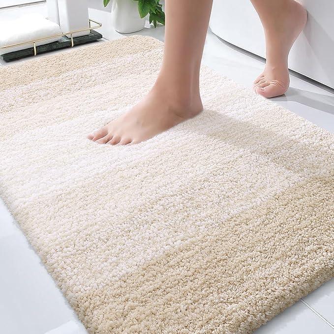 OLANLY Bathroom Rugs Mat 36x24, Extra Soft Absorbent Microfiber Bath Rugs, Rubber Backing, Quick Dry, Machine Washable Bath Mats for Bathroom Floor, Tub and Shower, Home Decor Accessories, Light Beige - ModernBath