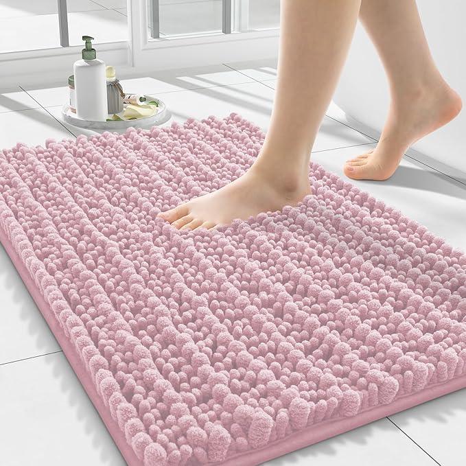 Smiry Bathroom Rugs Mat 24x16, Extra Soft Absorbent Chenille Bath Rugs, Non Slip Rubber Backing Machine Washable Quick Dry Bath Mats for Bathroom Floor, Tub, Shower, Home Decor Accessories, Dusty Rose - ModernBath